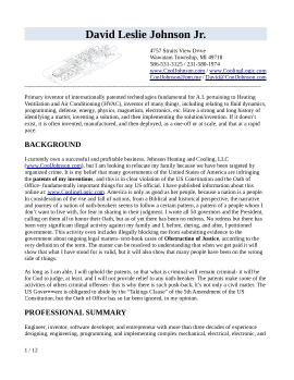 Resume of David Leslie Johnson Jr.