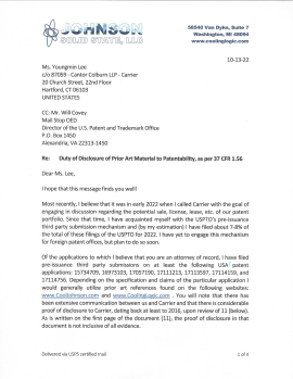 CoolingLogic™ USPS Certified First Class mail sent to attorneys- Carrier
